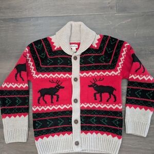 Hatley Red Moose Button-Up Cardigan Sweater